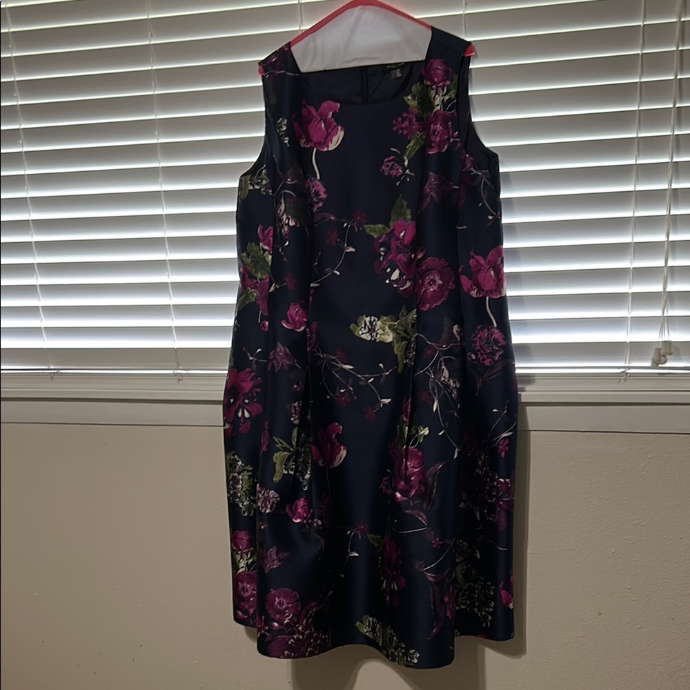 Floral Sleeveless Dress - Navy and Pink